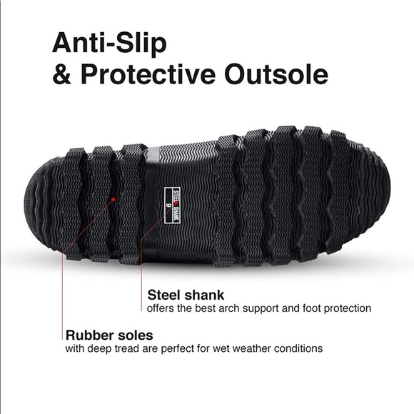 TIDEWE Rubber Boots for Men Multi-Season, Waterproof Rain Boots with Steel Shank - Picture 7 of 12